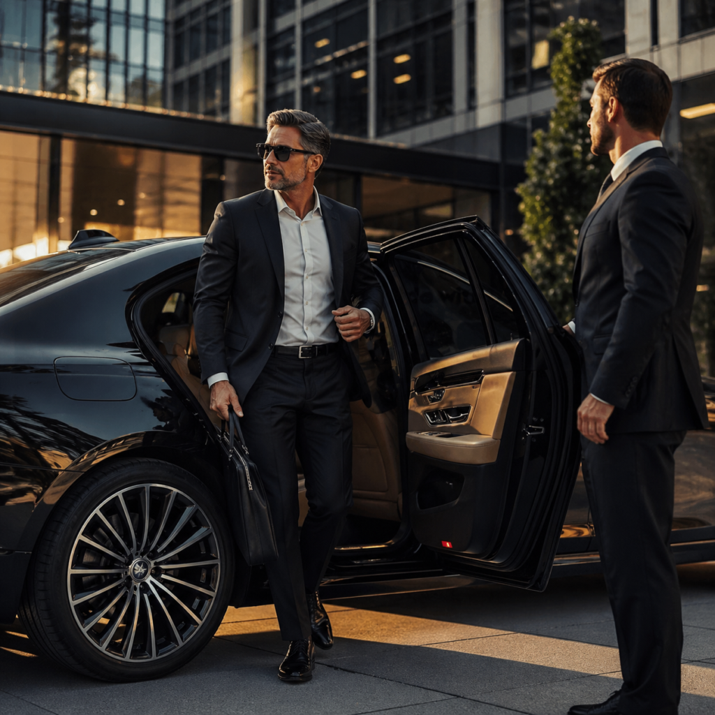 Executive moving between business meetings with hourly chauffeur in Manhattan